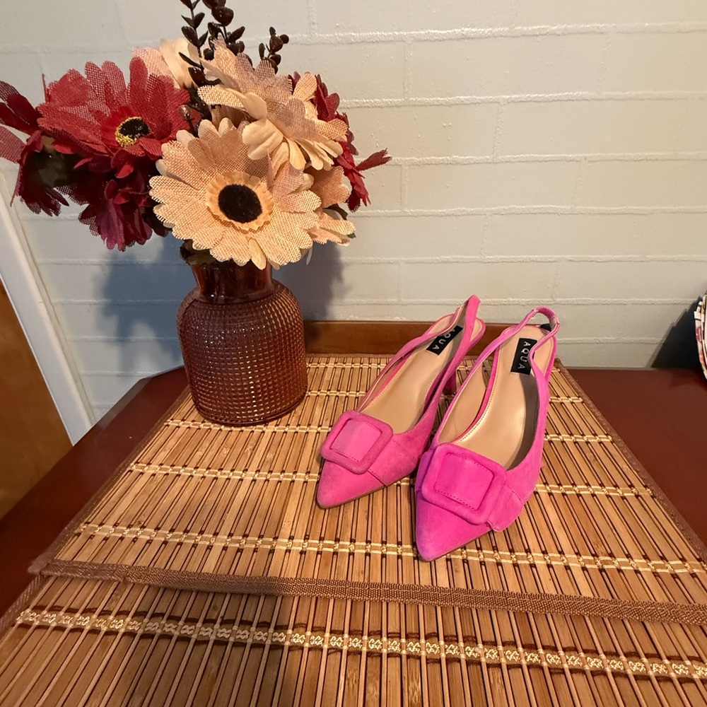 Aqua Vibrant Pink Slingback Heels